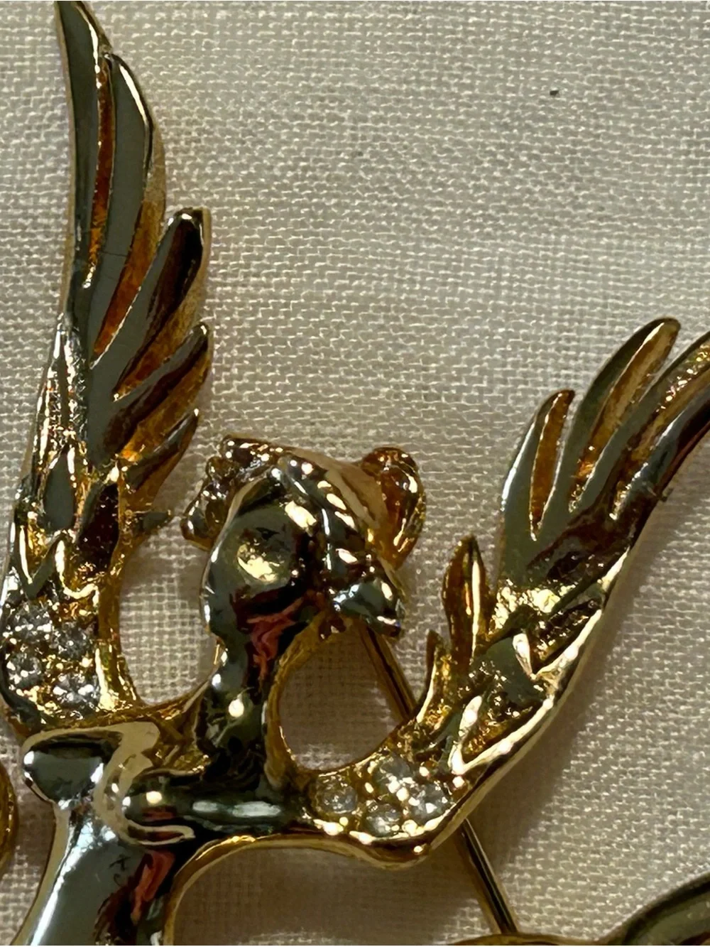 Gold-Tone Winged Mythical Creature Brooch for Women